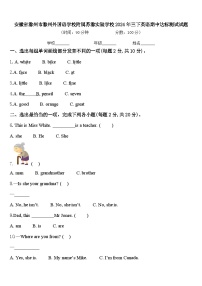 安徽省滁州市滁州外国语学校附属苏滁实验学校2024年三下英语期中达标测试试题含答案