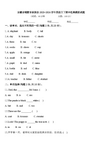 安徽省铜陵市枞阳县2023-2024学年英语三下期中经典模拟试题含答案