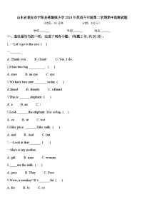 山东省泰安市宁阳县蒋集镇小学2024年英语三年级第二学期期中监测试题含答案