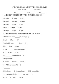 广东广州越秀区2024年英语三下期中达标检测模拟试题含答案