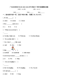 广东省东莞市万江区2023-2024学年英语三下期中监测模拟试题含答案