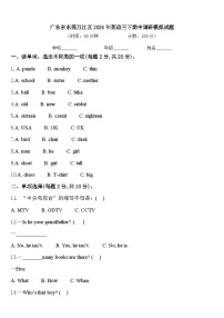 广东省东莞万江区2024年英语三下期中调研模拟试题含答案