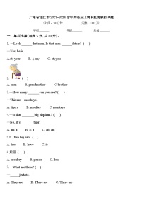 广东省湛江市2023-2024学年英语三下期中监测模拟试题含答案