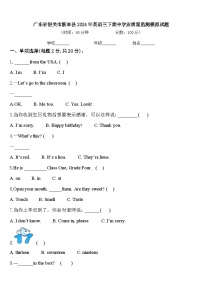 广东省韶关市新丰县2024年英语三下期中学业质量监测模拟试题含答案