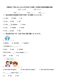 昌都地区丁青县2023-2024学年英语三年级第二学期期中质量检测模拟试题含答案