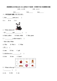 楚雄彝族自治州武定县2024届英语三年级第二学期期中复习检测模拟试题含答案