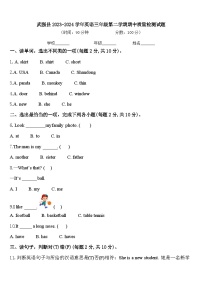 武强县2023-2024学年英语三年级第二学期期中质量检测试题含答案