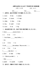 成都市金堂县2024届三下英语期中复习检测试题含答案