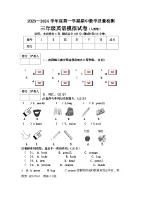 31，河北省邢台地区2023-2024学年三年级上学期期中考试英语模拟试卷