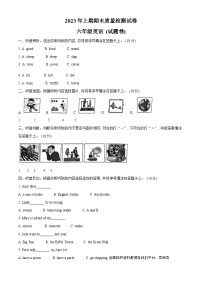 33，2022-2023学年湖南省湘潭市湘乡市湘少版（三起）六年级下册期末质量监测英语试卷