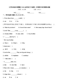 江苏省南京市栖霞区2024届英语三年级第二学期期中统考模拟试题含答案