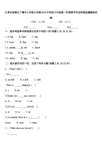 江苏省宿豫区丁嘴中心学校小学部2024年英语三年级第二学期期中学业质量监测模拟试题含答案