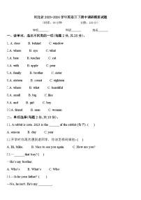 河北省2023-2024学年英语三下期中调研模拟试题含答案