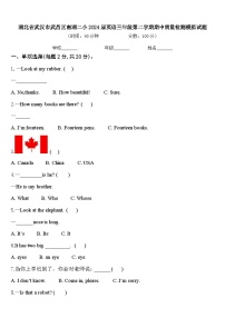 湖北省武汉市武昌区南湖二小2024届英语三年级第二学期期中质量检测模拟试题含答案