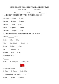 湖北省孝感市大悟县2024届英语三年级第二学期期中考试试题含答案