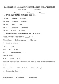 湖北省恩施市巴东县2023-2024学年三年级英语第二学期期中学业水平测试模拟试题含答案