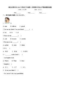 湖北省黄冈市2024年英语三年级第二学期期中学业水平测试模拟试题含答案