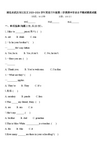 湖北省武汉市江汉区2023-2024学年英语三年级第二学期期中学业水平测试模拟试题含答案