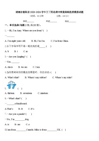 湖南省衡阳县2023-2024学年三下英语期中质量跟踪监视模拟试题含答案