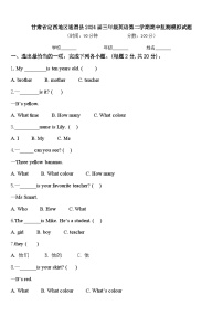 甘肃省定西地区通渭县2024届三年级英语第二学期期中监测模拟试题含答案