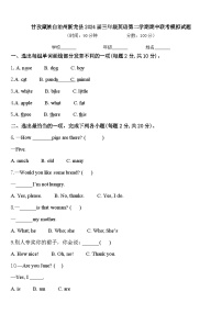 甘孜藏族自治州新龙县2024届三年级英语第二学期期中联考模拟试题含答案