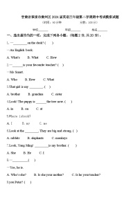 甘肃省酒泉市肃州区2024届英语三年级第二学期期中考试模拟试题含答案