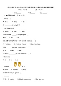 贵州省德江县2023-2024学年三年级英语第二学期期中达标检测模拟试题含答案