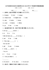 辽宁省沈阳市东北育才实验学校2023-2024学年三下英语期中质量检测试题含答案