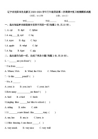 辽宁省沈阳市沈北新区2023-2024学年三年级英语第二学期期中复习检测模拟试题含答案