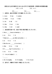 黑龙江省七台河市新兴区2023-2024学年三年级英语第二学期期中统考模拟试题含答案