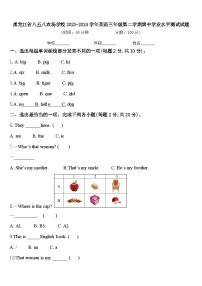 黑龙江省八五八农场学校2023-2024学年英语三年级第二学期期中学业水平测试试题含答案