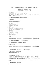 冀教版 (三年级起点)五年级下册Lesson5 What Are They Doing?教案