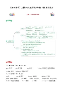 Unit 4 Then and now（知识清单）-六年级英语下册同步高效课堂系列（人教PEP版）
