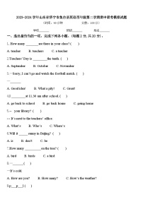 2023-2024学年山东省济宁市鱼台县英语四年级第二学期期中联考模拟试题含答案