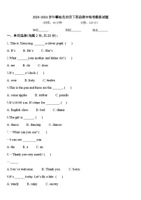 2023-2024学年攀枝花市四下英语期中统考模拟试题含答案