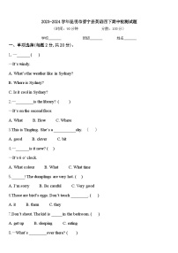 2023-2024学年昆明市晋宁县英语四下期中检测试题含答案