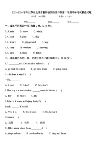 2023-2024学年江苏省盐城市射阳县英语四年级第二学期期中考试模拟试题含答案