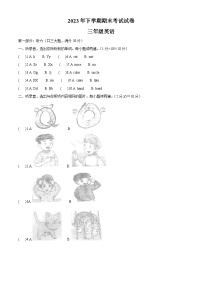 2023-2024学年湖南省常德市澧县湘少版（三起）三年级上册期末质量检测英语试卷（原卷版+解析版）