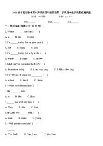 2024届宁夏回族中卫市海原县四年级英语第二学期期中教学质量检测试题含答案