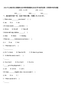 2024年云南省怒江傈僳族自治州维西傈僳族自治县四年级英语第二学期期中统考试题含答案