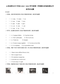 2022-2023学年山东省泰安市宁阳县鲁科版（五四学制）（三起）五年级下册期末质量检测英语试卷（含听力音频）（原卷版+解析版）