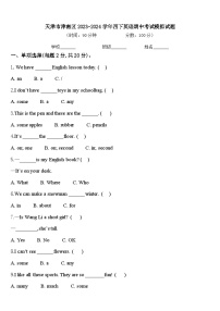 天津市津南区2023-2024学年四下英语期中考试模拟试题含答案