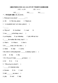 安徽省芜湖市无为市2023-2024学年四下英语期中达标测试试题含答案