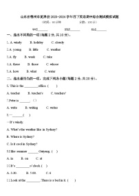 山东省德州市夏津县2023-2024学年四下英语期中综合测试模拟试题含答案