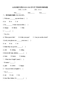 山东省临沂市费县2023-2024学年四下英语期中调研试题含答案