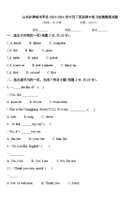 山东省聊城市莘县2023-2024学年四下英语期中复习检测模拟试题含答案