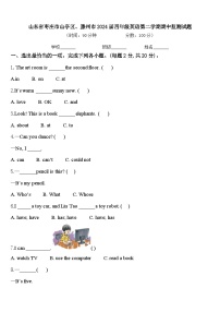 山东省枣庄市山亭区、滕州市2024届四年级英语第二学期期中监测试题含答案