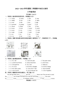 2022-2023学年江苏省徐州市睢宁县译林版（三起）六年级下册期中知识大闯关英语试卷(无答案)