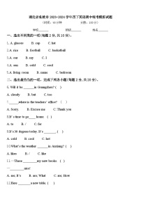 湖北省仙桃市2023-2024学年四下英语期中统考模拟试题含答案