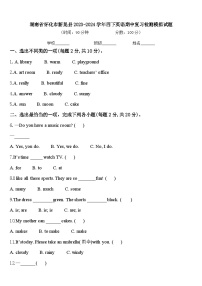 湖南省怀化市新晃县2023-2024学年四下英语期中复习检测模拟试题含答案